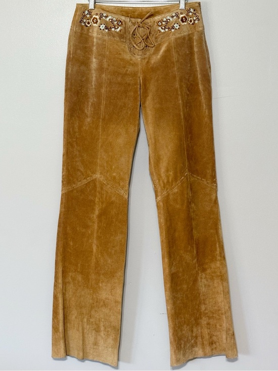 Wilsons Leather Pants - Vintage Wilson’s Leather Suede Embroidered Pants Size 8 Y2K